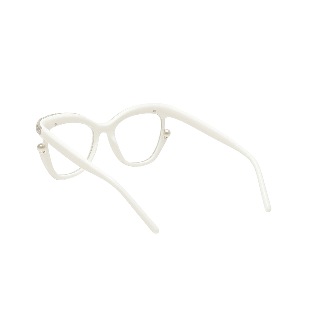 Diamond Cateyes | White Fancy White Crystals Wayfarer Transparent Sunglass
