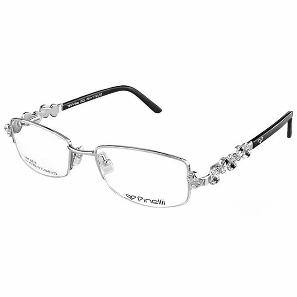 SILVER BLACK DIAMOND HALF RIMLESS TRANSPARENT RECTANGLE EYEWEAR | PINELLI EDITION