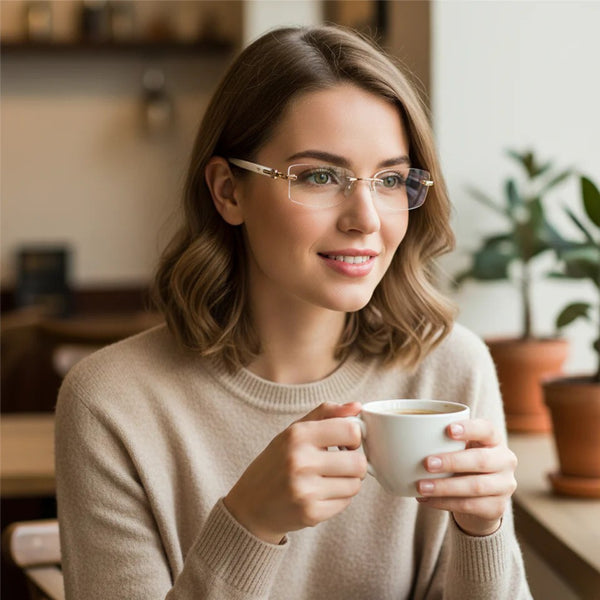 Cream Golden Diamond Transparent Rimeless Eyewear | I1005 | Pinellii Edition