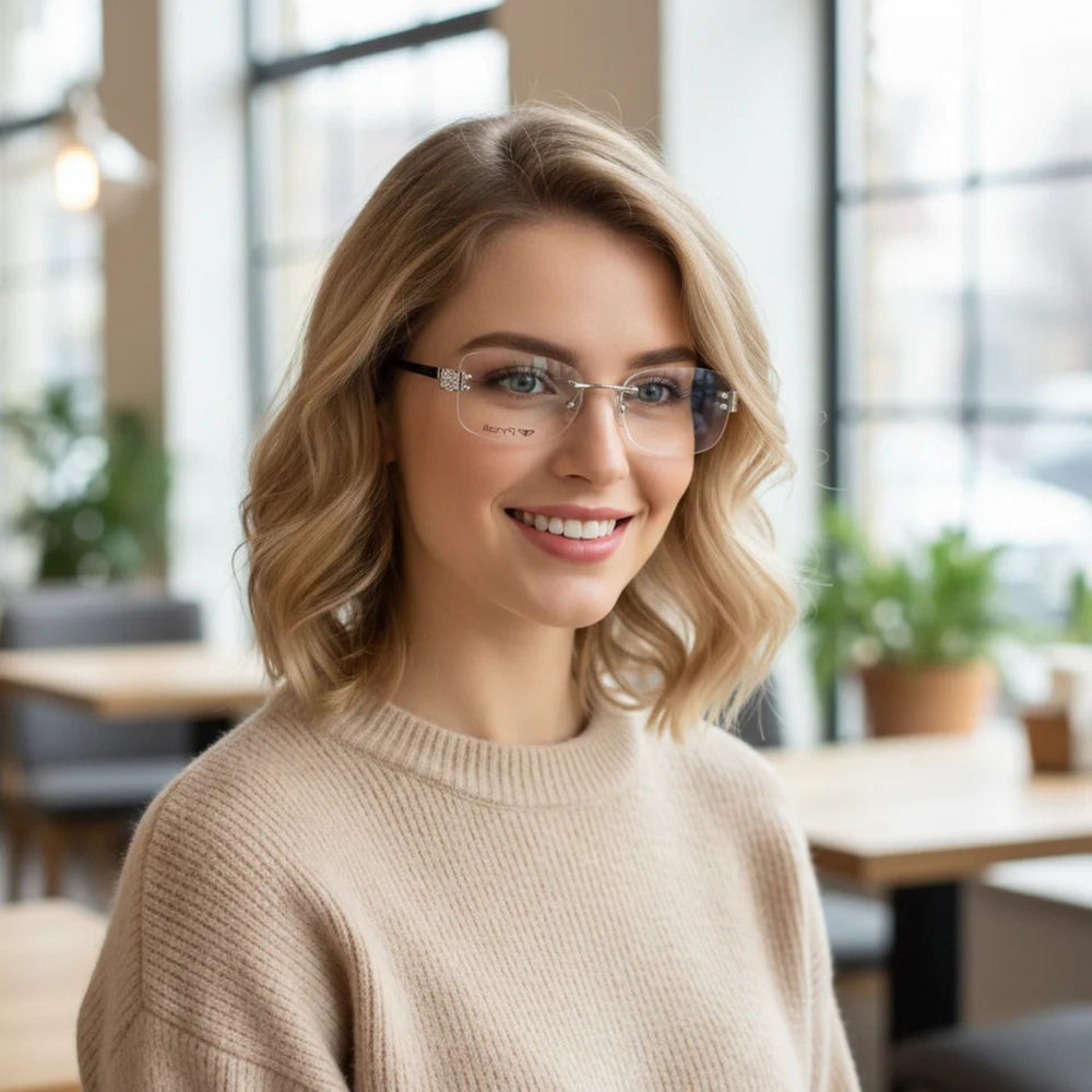 Black Silver Transparent Rimless Rectangle Eyewear | Pinelli Edition Opticals