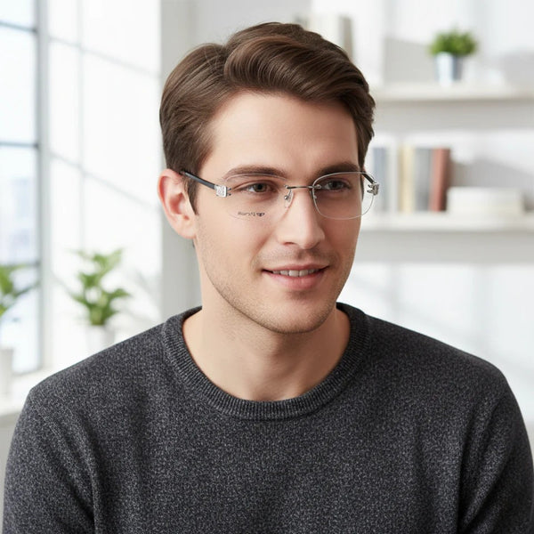 Black Silver Transparent Rimless Rectangle Eyewear | Pinelli Edition Opticals