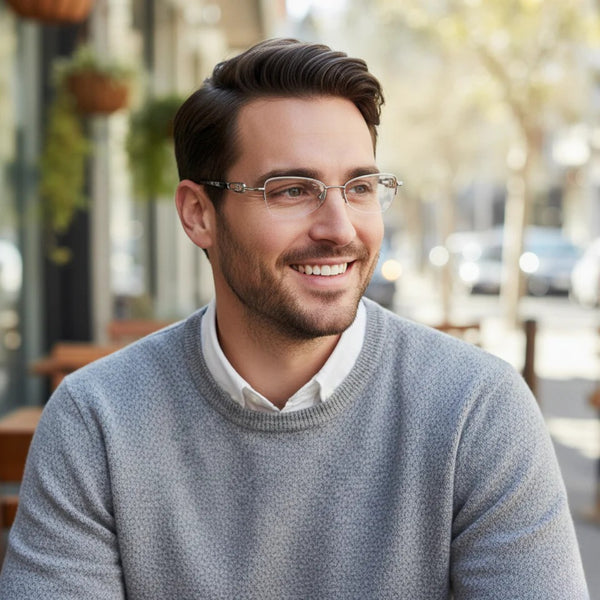 Black Silver Transparent Rimless Rectangle Eyewear| Pinelli Edition