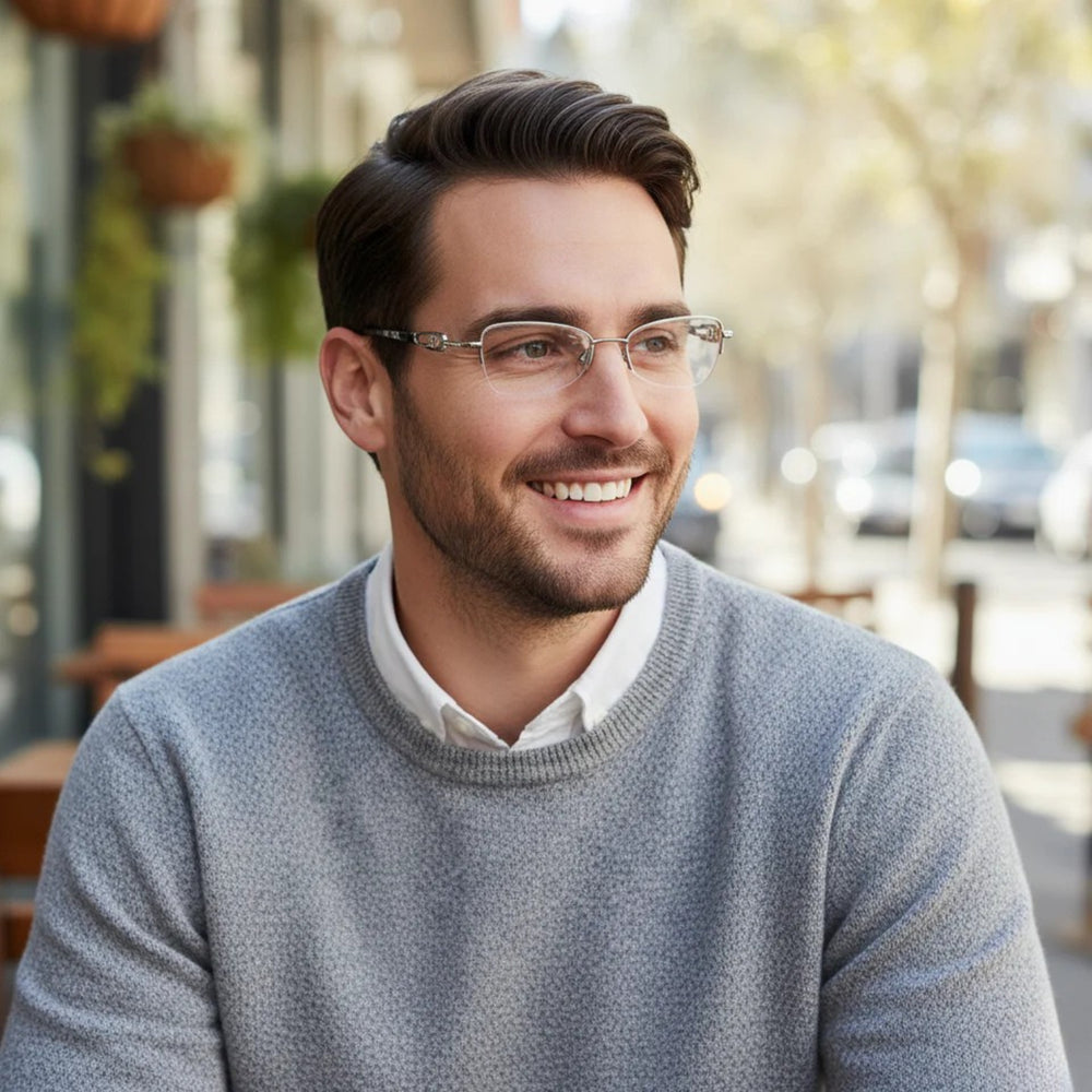 Black Silver Transparent Rimless Rectangle Eyewear| Pinelli Edition