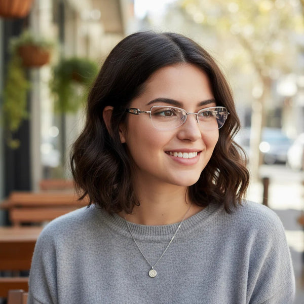 Black Silver Transparent Rimless Rectangle Eyewear| Pinelli Edition