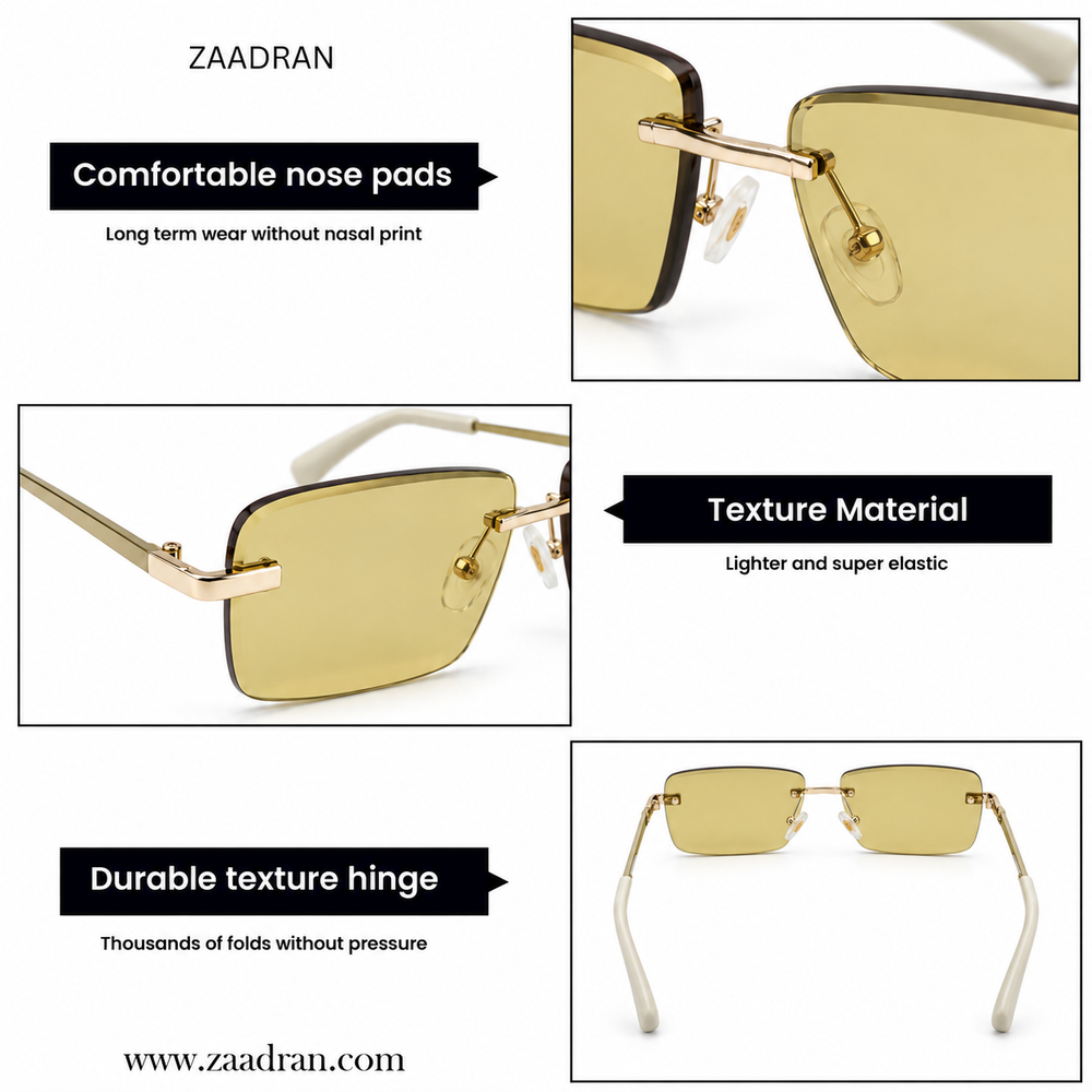 Richmond | Silver Green Rimless Rectangle Sunglass