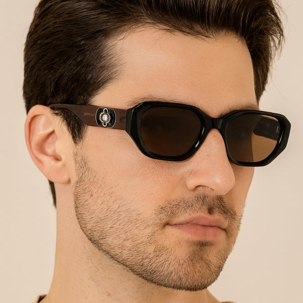 Bangkok | Dark Brown Round Rectangle Sunglass
