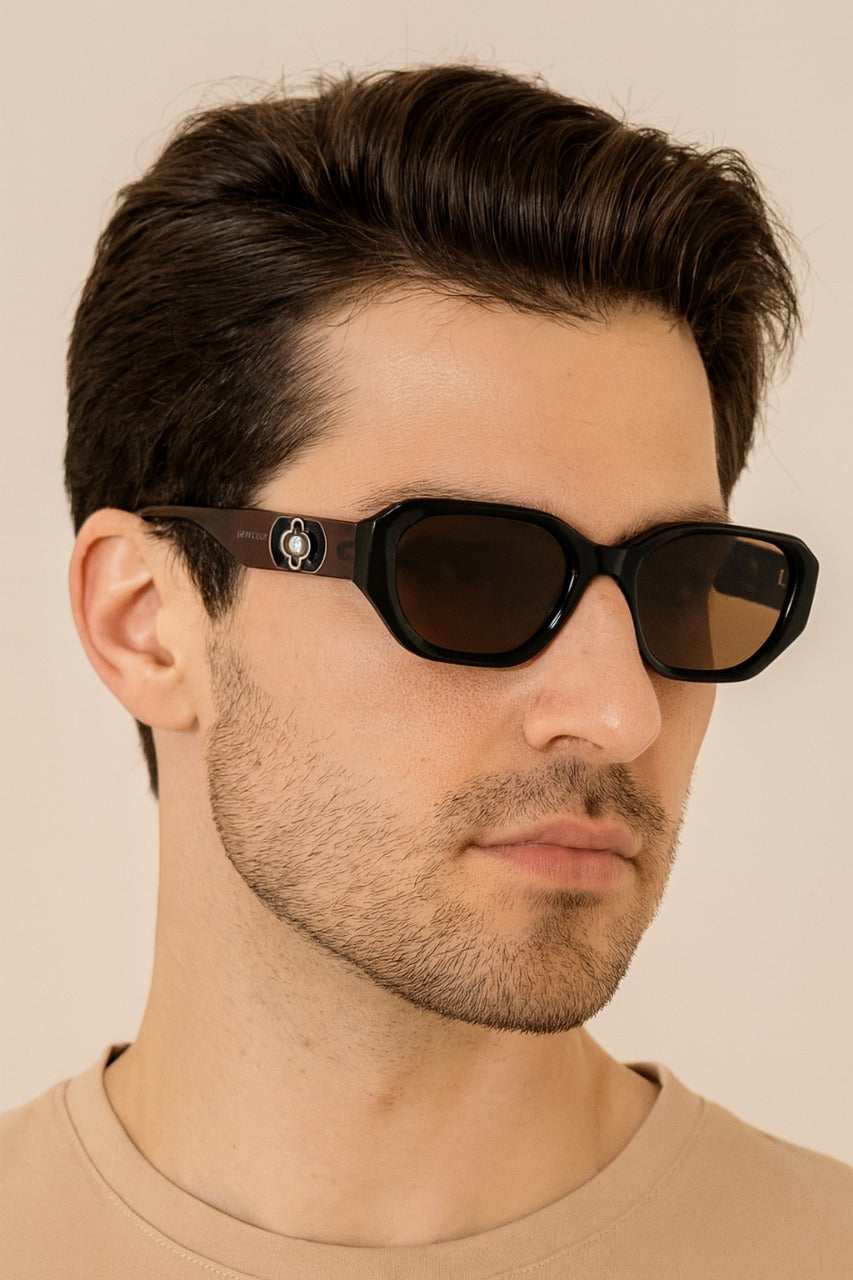 Bangkok | Dark Brown Round Rectangle Sunglass