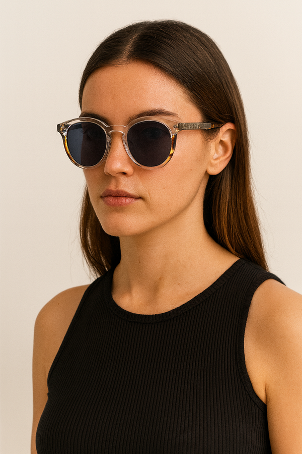 Georgia | White Leopard Oversized Round Sunglass
