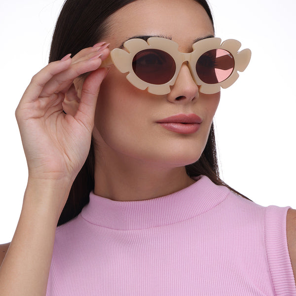 Streamline Shades | Light Taupe Round Sunglass
