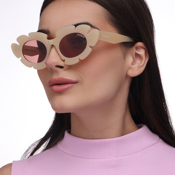 Streamline Shades | Light Taupe Round Sunglass