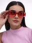 Rome | Red Transparent Rectangle Sunglass