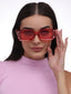 Rome | Red Transparent Rectangle Sunglass