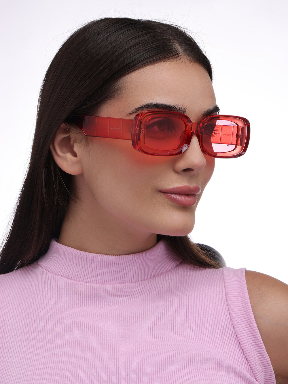 Rome | Red Transparent Rectangle Sunglass