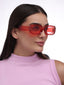 Rome | Red Transparent Rectangle Sunglass