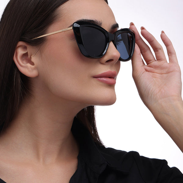 Smart Lady | Black Cateye Oversize Sunglass