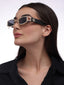 Diamond Glare | Black Golden Crystal Rectangle Sunglass