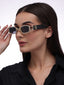 Diamond Glare | Black Golden Crystal Rectangle Sunglass