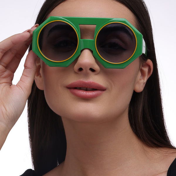 Forest Flair | Green Round Sunglass