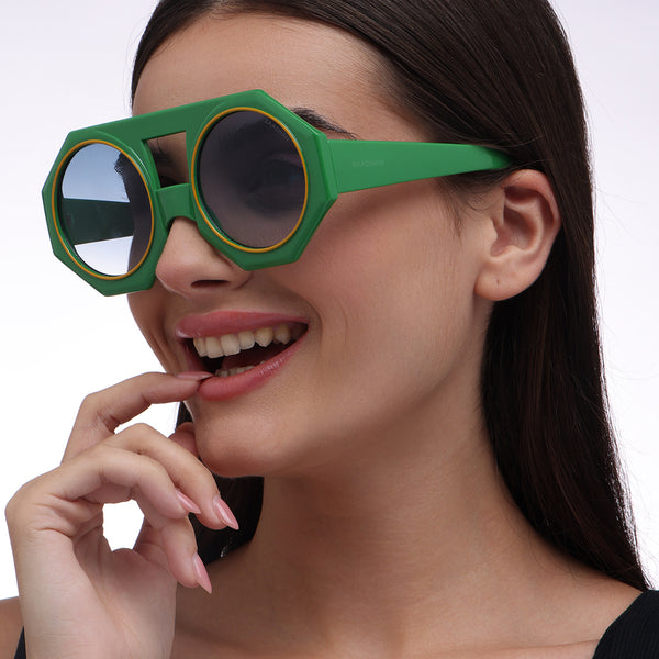 Forest Flair | Green Round Sunglass