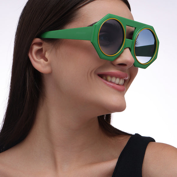Forest Flair | Green Round Sunglass