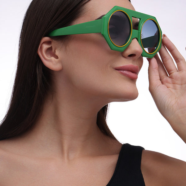 Forest Flair | Green Round Sunglass
