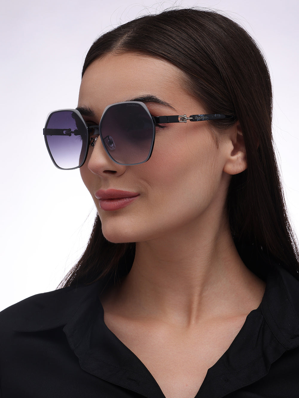 Hinge | Black Silver Oversize Sunglass