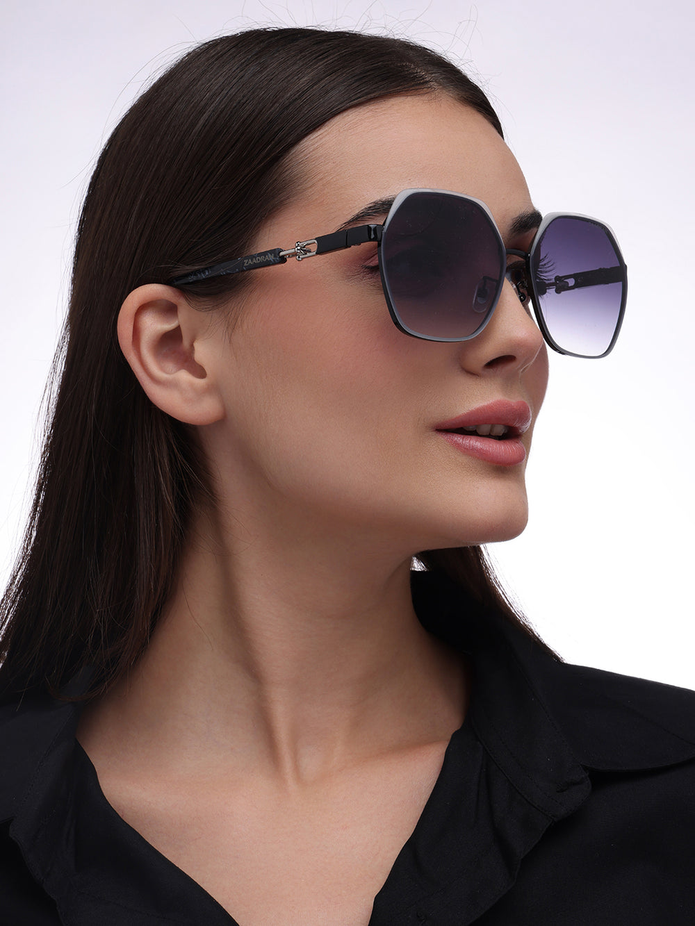 Hinge | Black Silver Oversize Sunglass