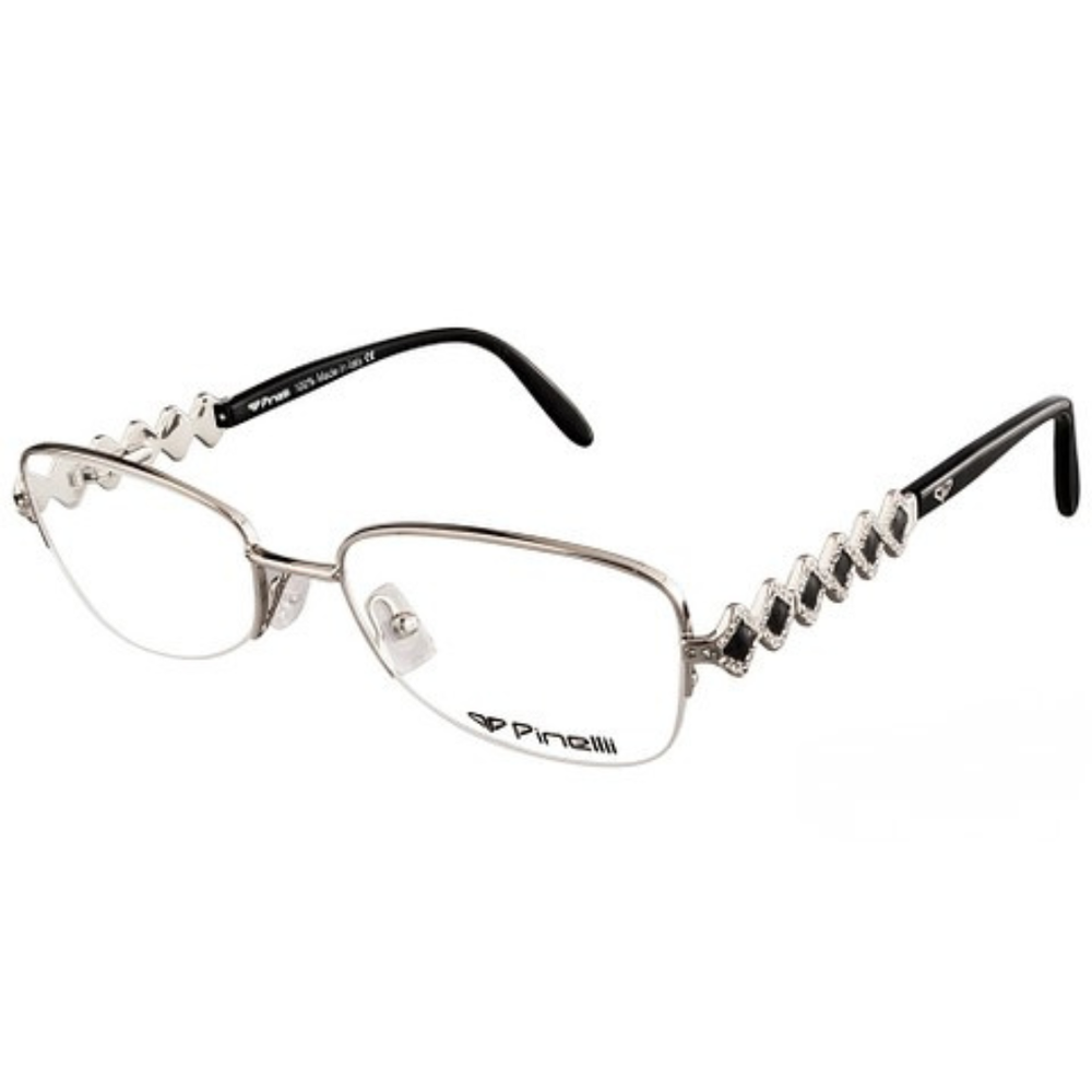 Black Silver Diamonds Transparent Rimless Rectangle Eyewear | Pinelli Edition