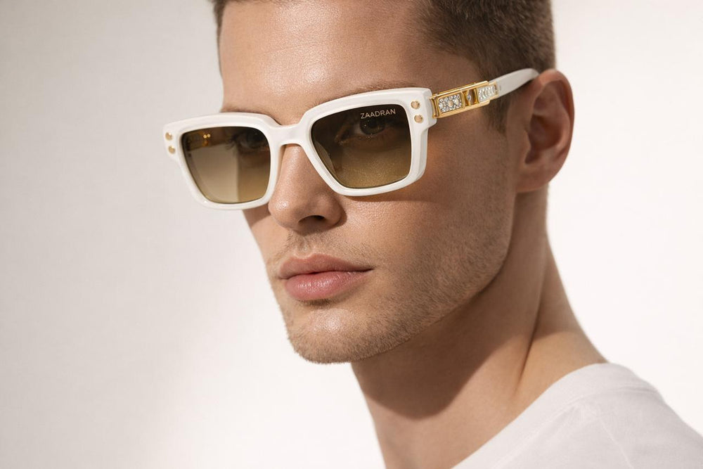 USA | Golden Diamond White Brown Wayfarer Sunglass