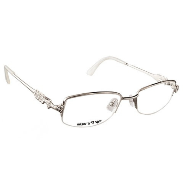 SILVER Cream DIAMOND HALF RIMLESS TRANSPARENT RECTANGLE EYEWEAR PINELLI EDITION
