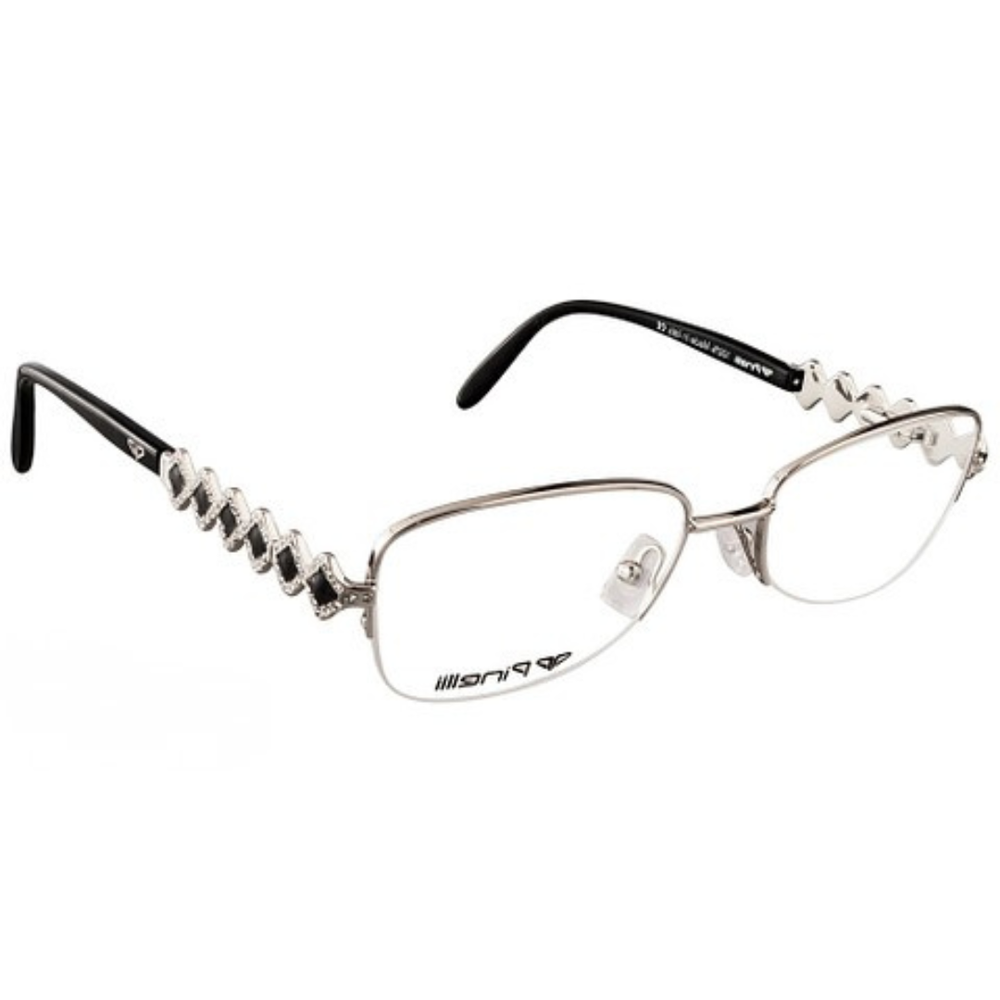 Black Silver Diamonds Transparent Rimless Rectangle Eyewear | Pinelli Edition