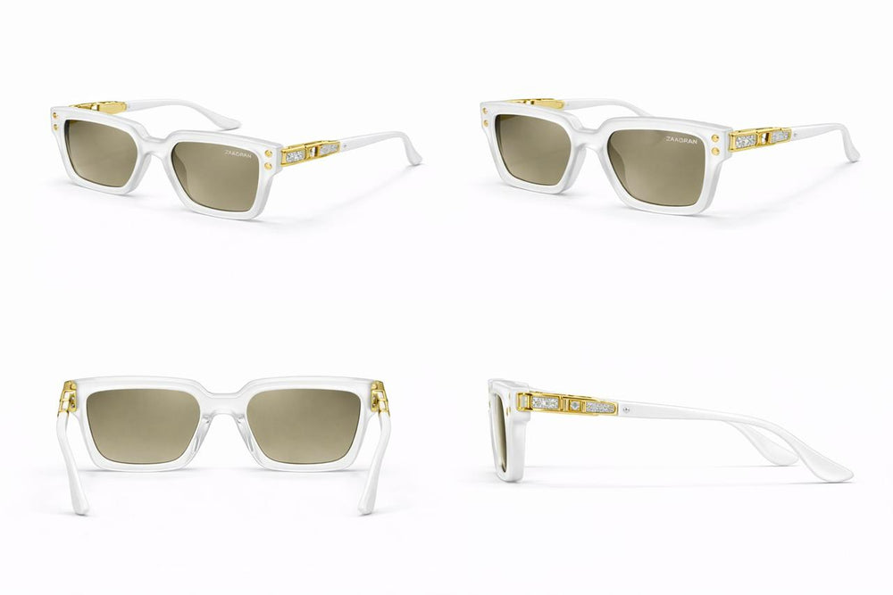 USA | Golden Diamond White Brown Wayfarer Sunglass