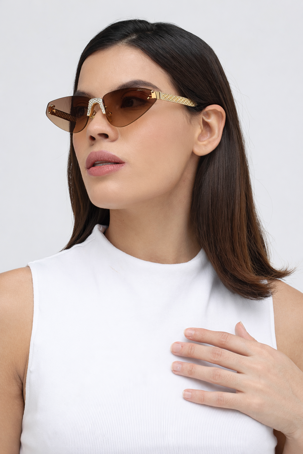 Florence | Brown Rimless Cateye Sunglass