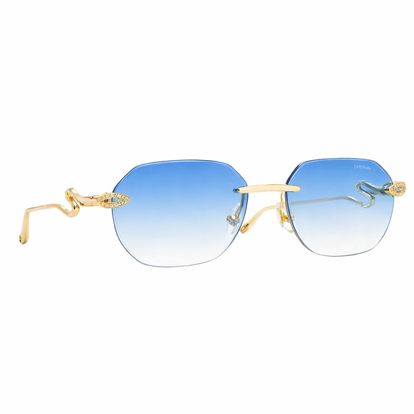 Venice | Golden Blue Rimless Wayfarer Sunglass