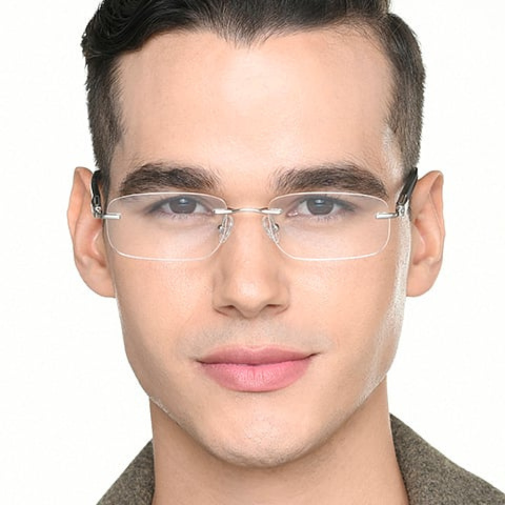 Black Silver Transparent Rimless Rectangle Eyewear| I1012 |Pinelli Edition