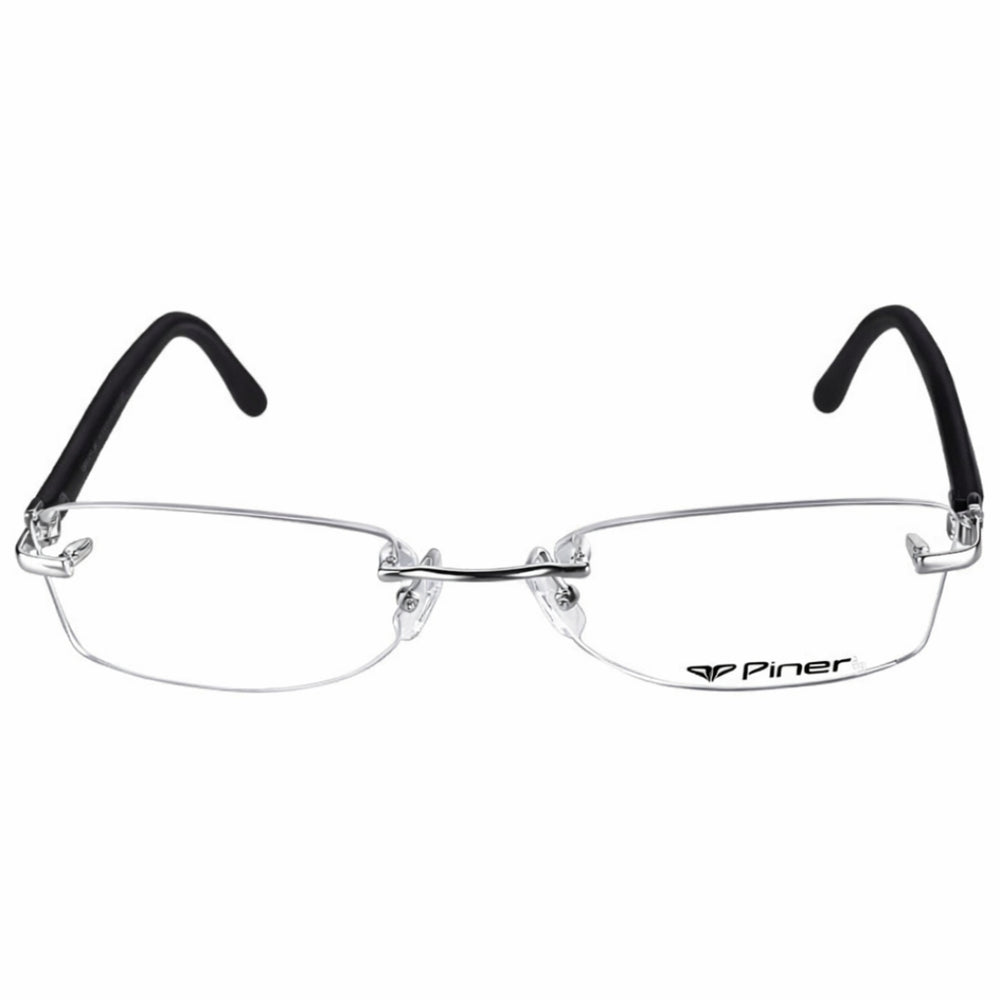 Black Silver Diamond Transparent Rimeless Eyewear | Pinellii Edition