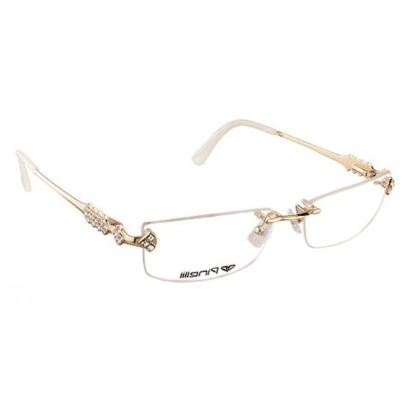 Golden CREAM DIAMOND HALF RIMLESS TRANSPARENT RECTANGLE EYEWEAR | PINELLI EDITION