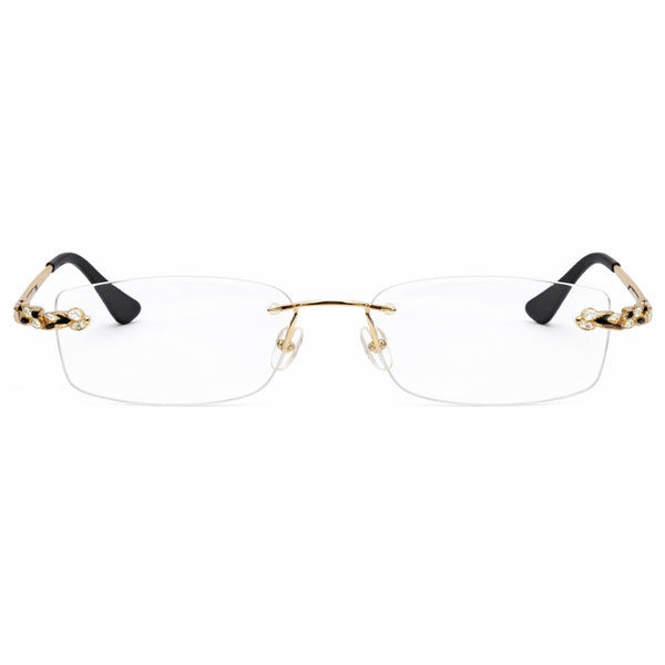 Black Golden four Diamond Leaf Transparent Rimeless Eyewear | Pinellii Edition