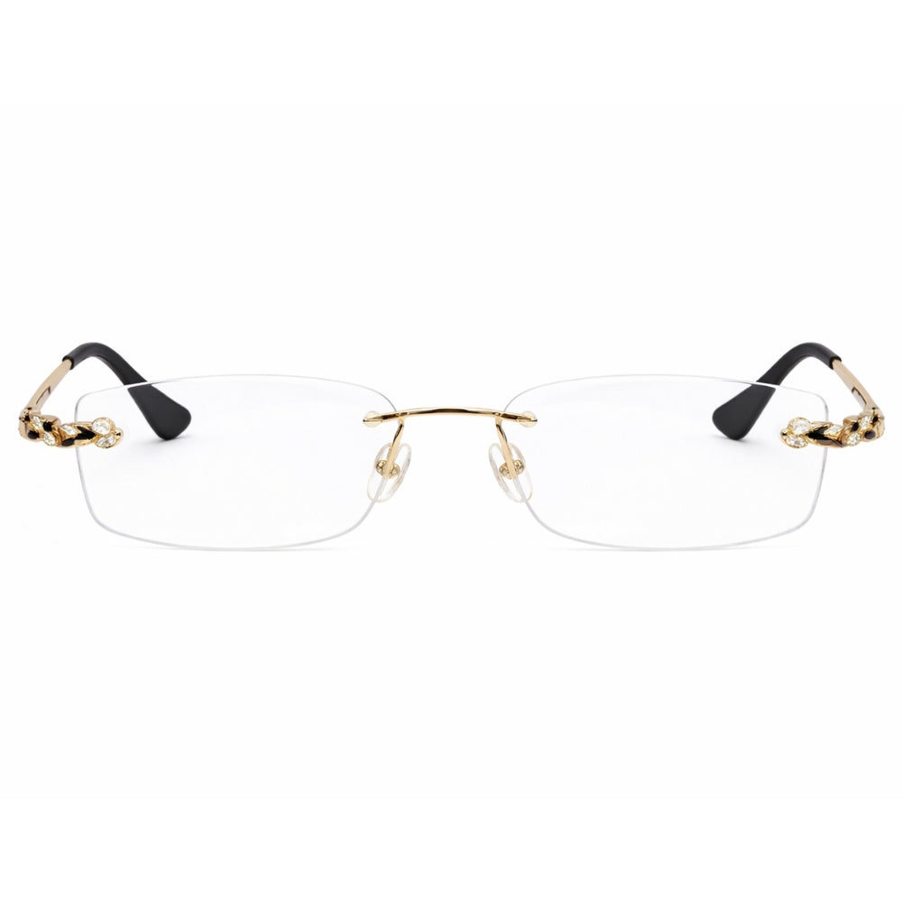 Black Golden four Diamond Leaf Transparent Rimeless Eyewear | Pinellii Edition