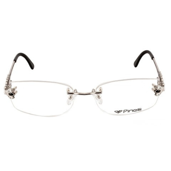 Black Silver Diamond Leaf Transparent Rimless Eyewear | Pinellii Edition
