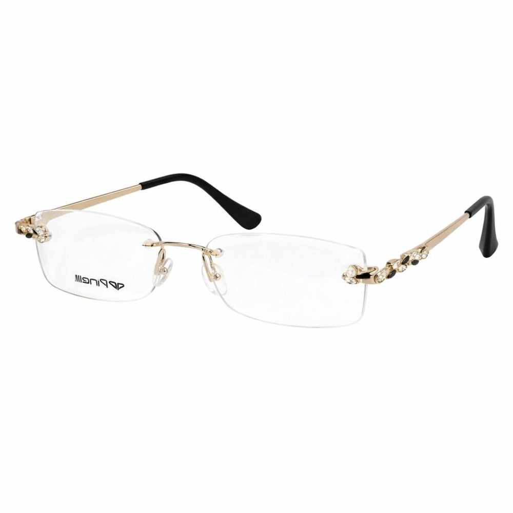Black Golden four Diamond Leaf Transparent Rimeless Eyewear | Pinellii Edition