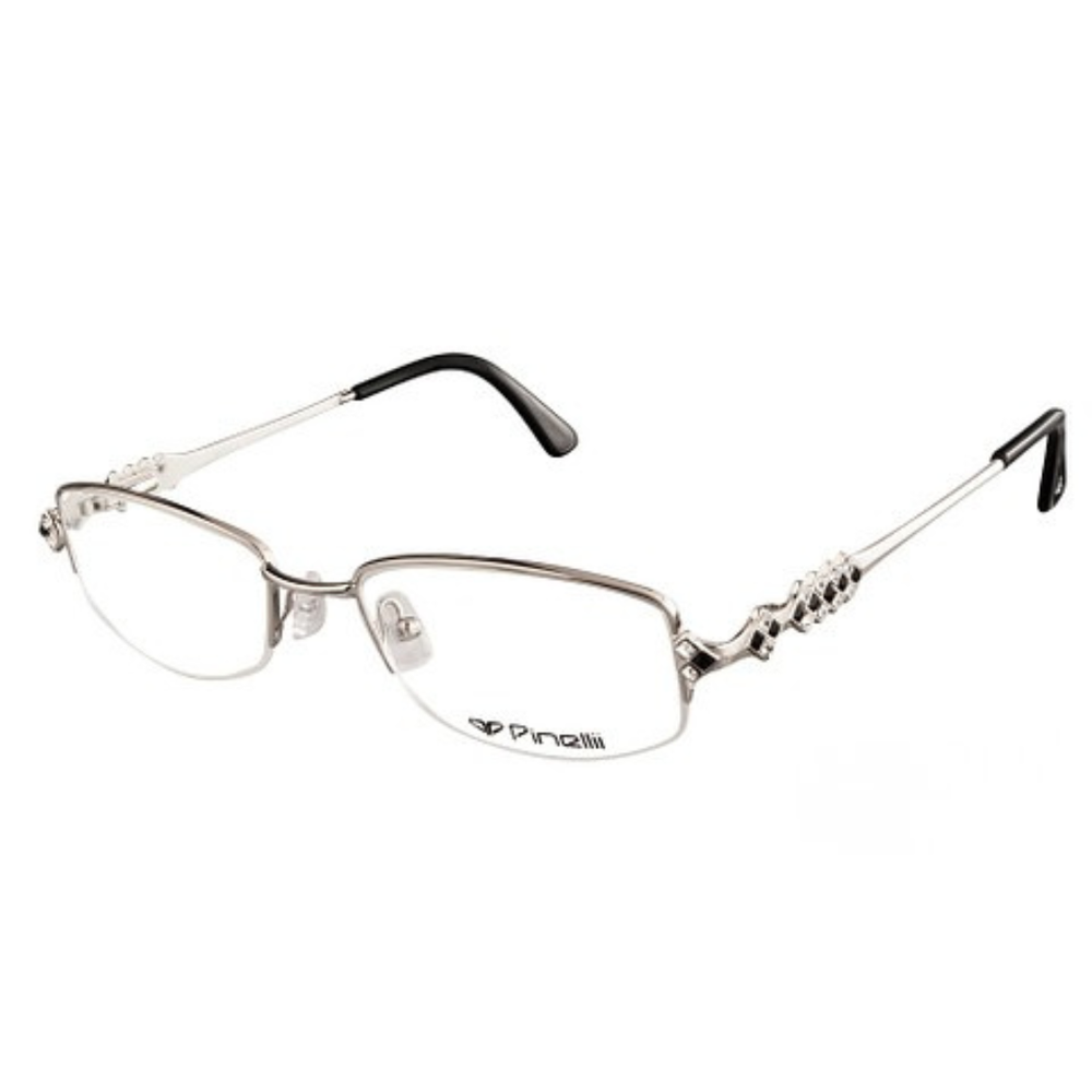 Silver Black Diamond Half Rimless Transparent Rectangle Eyewear Pinelli Edition