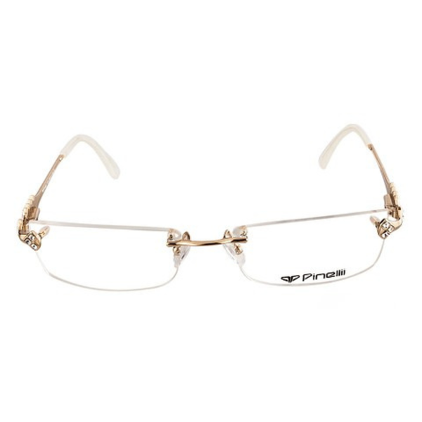 Golden CREAM DIAMOND HALF RIMLESS TRANSPARENT RECTANGLE EYEWEAR | PINELLI EDITION