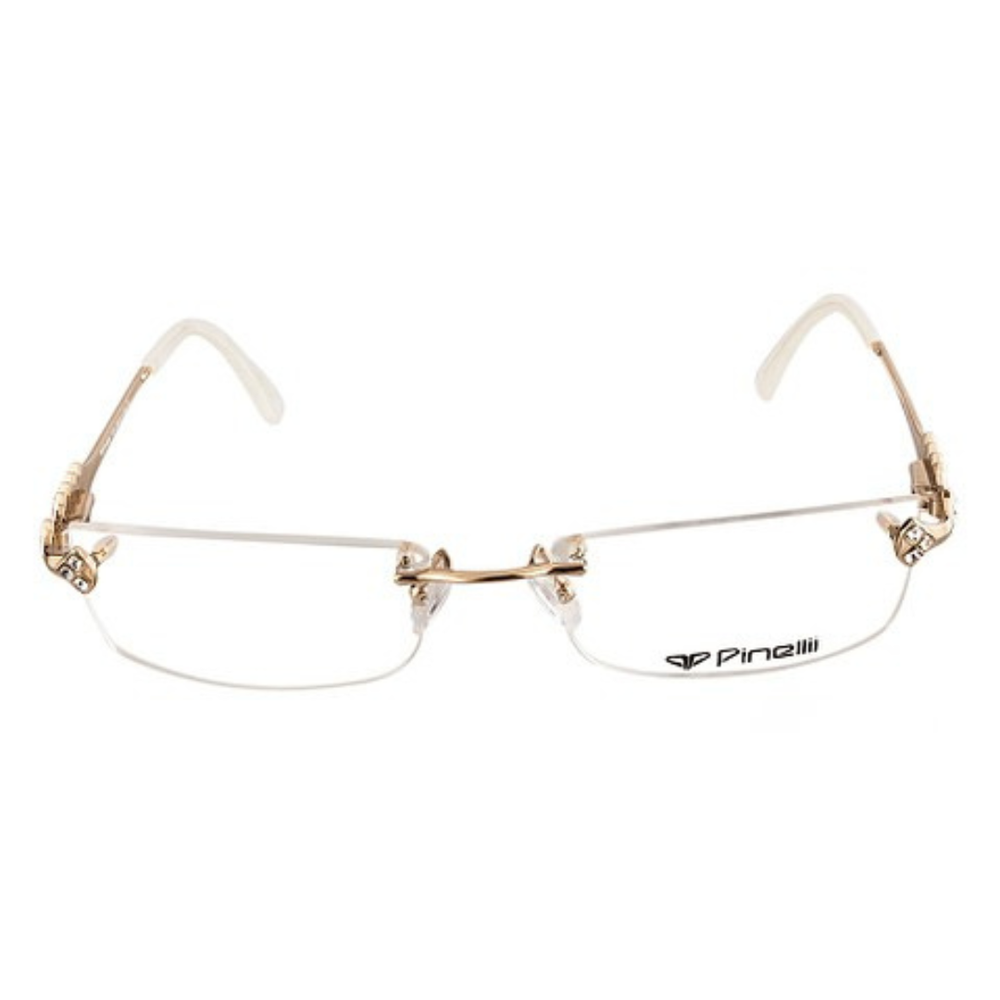 Golden CREAM DIAMOND HALF RIMLESS TRANSPARENT RECTANGLE EYEWEAR | PINELLI EDITION