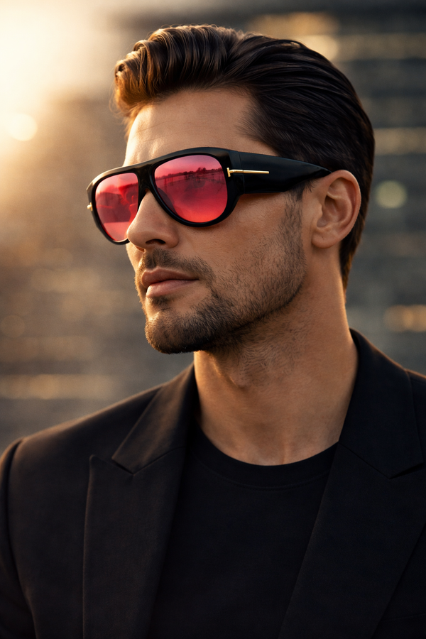 Hover Cuba | Black Red T Aviator Sunglass