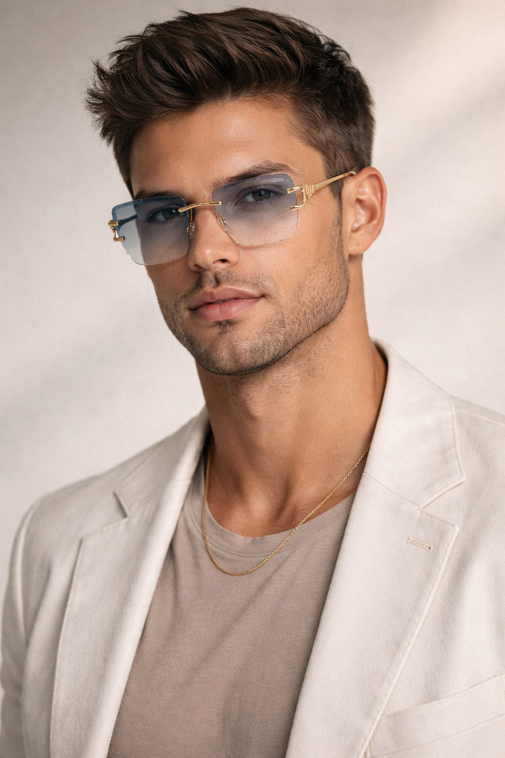 Alberta | Ocean blue Rimless Wayfarer Sunglass - (ZAADRLABOCBLU0009)