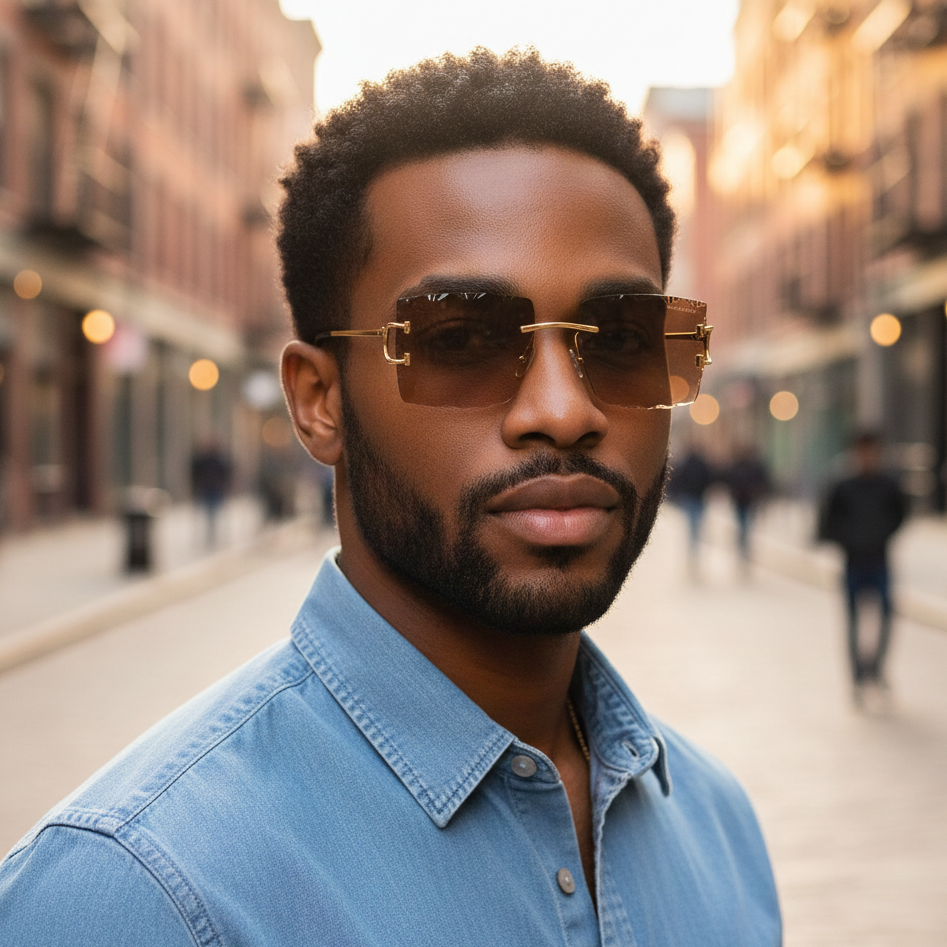 Alberta Diamond Cut | Peach Rimeless Sunglass - (ZAADRLABDCPCH0008)