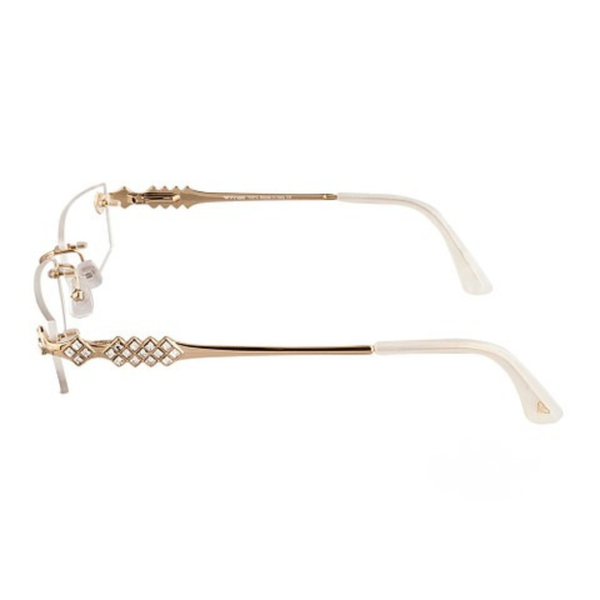 Golden CREAM DIAMOND HALF RIMLESS TRANSPARENT RECTANGLE EYEWEAR | PINELLI EDITION