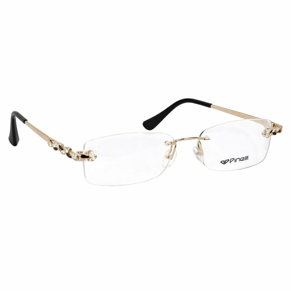 Black Golden four Diamond Leaf Transparent Rimeless Eyewear | Pinellii Edition
