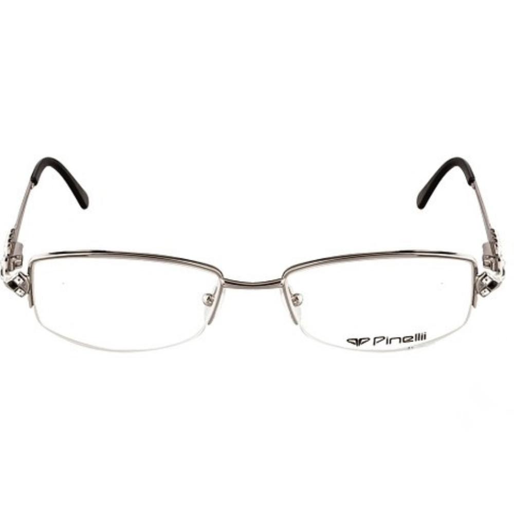 Silver Black Diamond Half Rimless Transparent Rectangle Eyewear Pinelli Edition